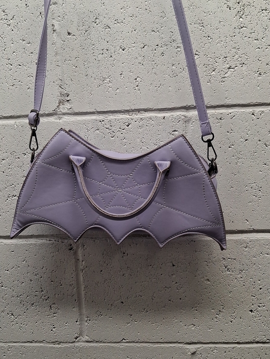 Handbags - Lavender Bat wing Shoulder bag,PU Spider Web Crossbody Handbag